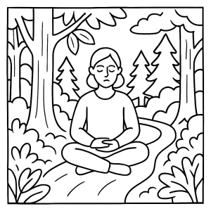 Omalovánka lesní stezka pro mindfulness zdarma – coloring page k vytištění