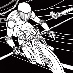Motorrad-Rennfahrer mit AR-Helm Malvorlage – coloring page zum kostenlosen Ausdrucken und Ausmalen