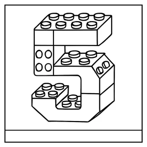 page de coloriage chiffre 5 en blocs de construction à imprimer gratuitement
