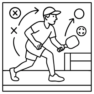 Pickleball athlete tactical diagram coloring page zdarma – omalovánka sportovní strategie k vytištění