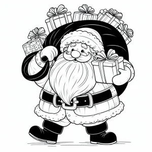 Vánoční omalovánka Santa Claus s pytlem dárků k vytištění zdarma