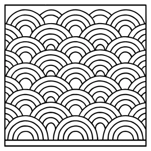Japonské vlny doodle – omalovánka pro děti zdarma, coloring page s tradičním seigaiha motivem