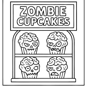 Zombie-Cupcake-Bäckerei Malvorlage – kostenlose coloring page zum Ausdrucken